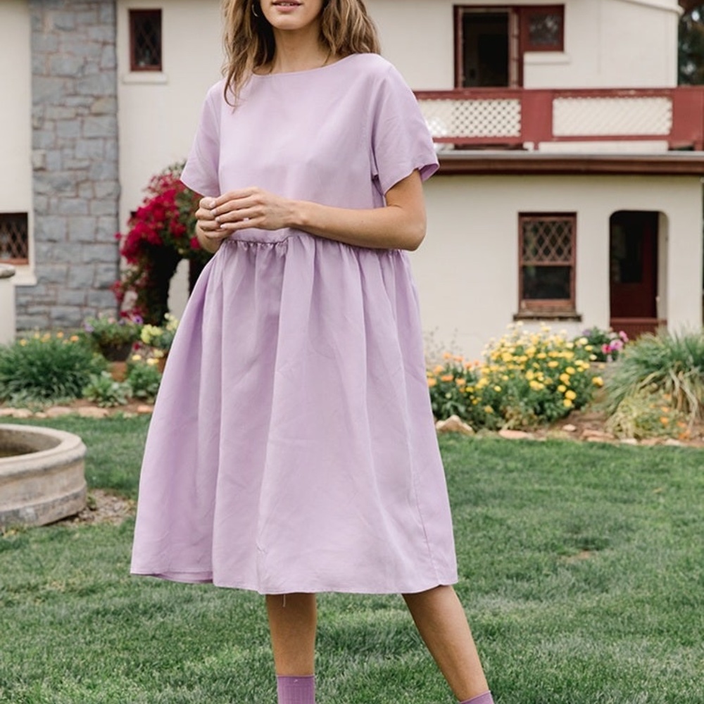 Tradlands Nico Linen Dress Lilac M